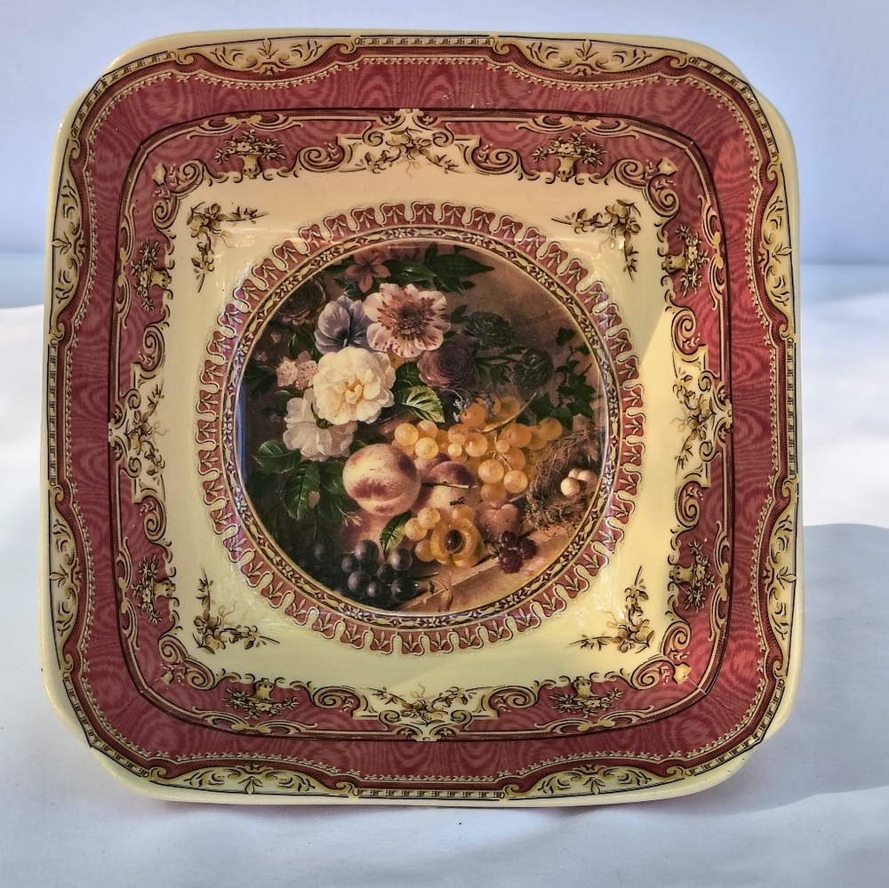Vintage Large Square Staffordshire Porcelain Bowl